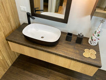 Carica l'immagine nel visualizzatore di Gallery, Mensola piano lavabo in Rovere massello colore Ungary frontale carteggiato a mano